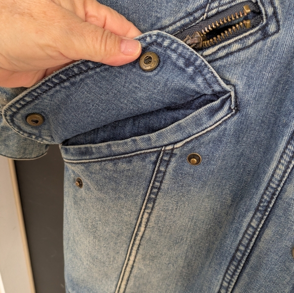 Rare Free People Rendered Denim Sherpa Jacket/Coat- Small ( Oversized) - Picture 10 of 12